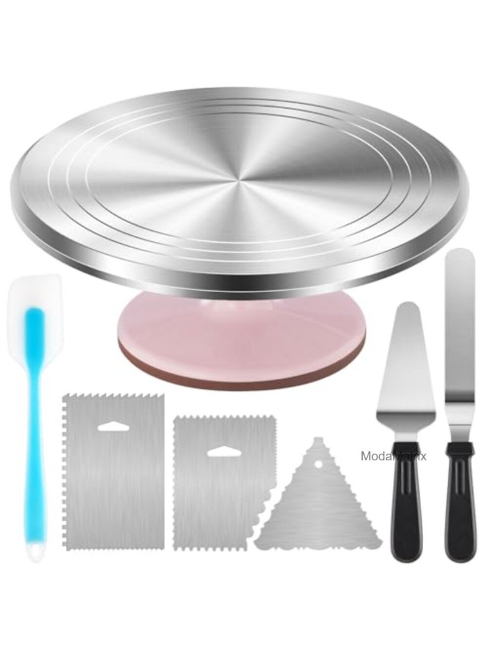Aluminum Rotating Cake Turntable Set Decorating Stand Spatulas Combs